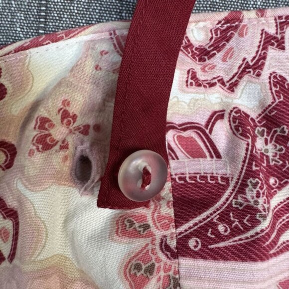 Y2K Vintage Old Navy Ivory Burgundy Pink Paisley Print Halter Neck Dress Size 10 - Picture 11 of 16